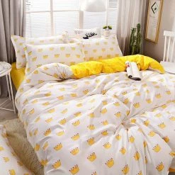 Home Decor Home & Pets Sunshine Yellow Crown Bedding Set