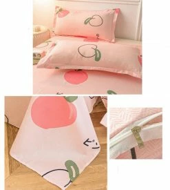 Home Decor Sweet Japanese Shimizu White Peach Bedding Set