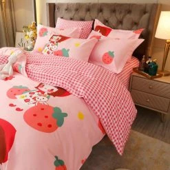 Home Decor Home & Pets Sweet Pink Strawberry Kawaii Girl Supreme Bedding Set 12 Home Decor Home & Pets Sweet Pink Strawberry Kawaii Girl Supreme Bedding Set