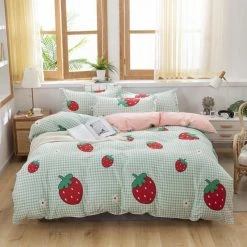 Home Decor Sweet Strawberry And Cute Peach Print Bedding Set Home & Pets