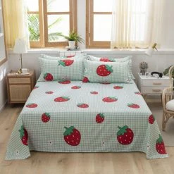 Home Decor Sweet Strawberry And Cute Peach Print Bedding Set Home & Pets