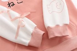 Apparel Three Kawaii Cats Long Sleeve Two-Tone Cotton Hoodie