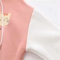 Apparel Three Kawaii Cats Long Sleeve Two-Tone Cotton Hoodie