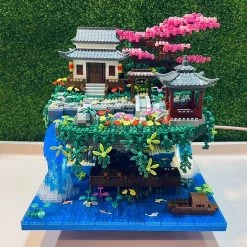 Build It Waterfall Japanese House Sakura Tree Floating Island Nano Building Blocks | Limited Stock
