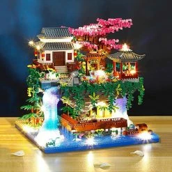 Build It Waterfall Japanese House Sakura Tree Floating Island Nano Building Blocks | Limited Stock