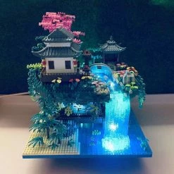 Build It Waterfall Japanese House Sakura Tree Floating Island Nano Building Blocks | Limited Stock
