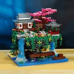 Build It Waterfall Japanese House Sakura Tree Floating Island Nano Building Blocks | Limited Stock
