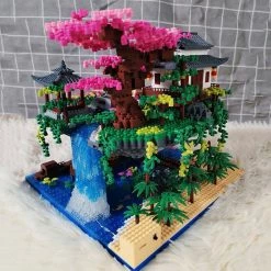 Build It Waterfall Japanese House Sakura Tree Floating Island Nano Building Blocks | Limited Stock