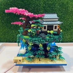 Build It Waterfall Japanese House Sakura Tree Floating Island Nano Building Blocks | Limited Stock