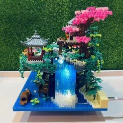 Build It Waterfall Japanese House Sakura Tree Floating Island Nano Building Blocks | Limited Stock