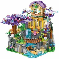 Build It Waterfall Japanese Purple Sakura Temple Micro Building Blocks