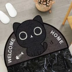 Home Decor Welcome Home Kitty Cat Semi Circle Shape Mat