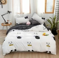 Home Decor White & Black Stripe Dog Bedding Set
