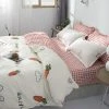 Home Decor White Carrot & Mushrooms Print Bedding Set