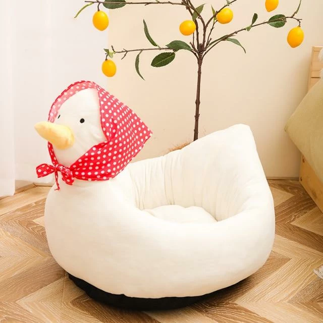 Home Decor White Duck With Red Scarf Cat Dog Bed Sea Animals 3 Home Decor White Duck With Red Scarf Cat Dog Bed Sea Animals