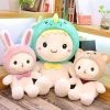 Soft Toy White Teddy With Bunny Bear Dinosaur Hat Plushie
