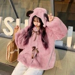Apparel Winter Bear Thick Faux Fur Hooded Jacket | LIMITED STOCK