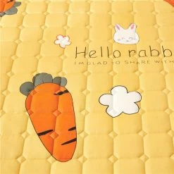 Home Decor Home & Pets Yellow Carrot Bunnies Quilted Fitted Bedsheet