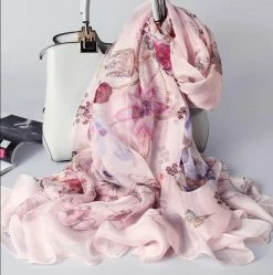 Apparel Pure Silk Misty Flowers Scarf