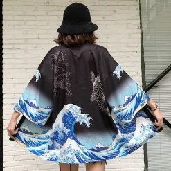 Apparel Japanese Women Kimono Day And Night Koi