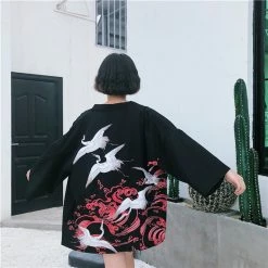 Apparel Japanese Women Kimono Koi And Cranes