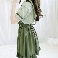 Apparel Green Japanese Lolita Cosplay Kawaii Pleated Vintage Long Skirt