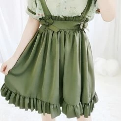 Apparel Green Japanese Lolita Cosplay Kawaii Pleated Vintage Long Skirt