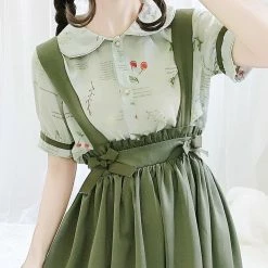 Apparel Green Japanese Lolita Cosplay Kawaii Pleated Vintage Long Skirt