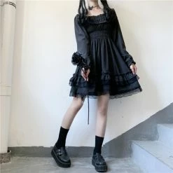 Apparel Lolita Black Mini High Waist Gothic Women's Dress | NEW