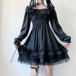 Apparel Lolita Black Mini High Waist Gothic Women's Dress | NEW