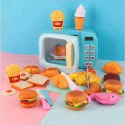 Cute Mini Microwave Oven Interactive 31pc Kitchen Children Toys With Light & Sound