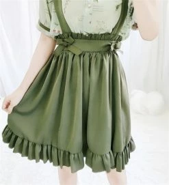 Apparel Green Japanese Lolita Cosplay Kawaii Pleated Vintage Long Skirt