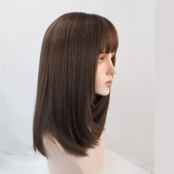 Apparel Dark Brown 16in Straight Synthetic Hair Everyday Womens Wig With Bangs