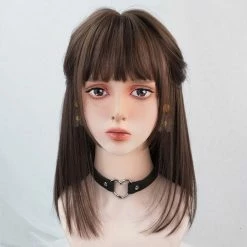 Apparel Dark Brown 16in Straight Synthetic Hair Everyday Womens Wig With Bangs