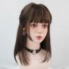 Apparel Dark Brown 16in Straight Synthetic Hair Everyday Womens Wig With Bangs 1 Apparel Dark Brown 16in Straight Synthetic Hair Everyday Womens Wig With Bangs