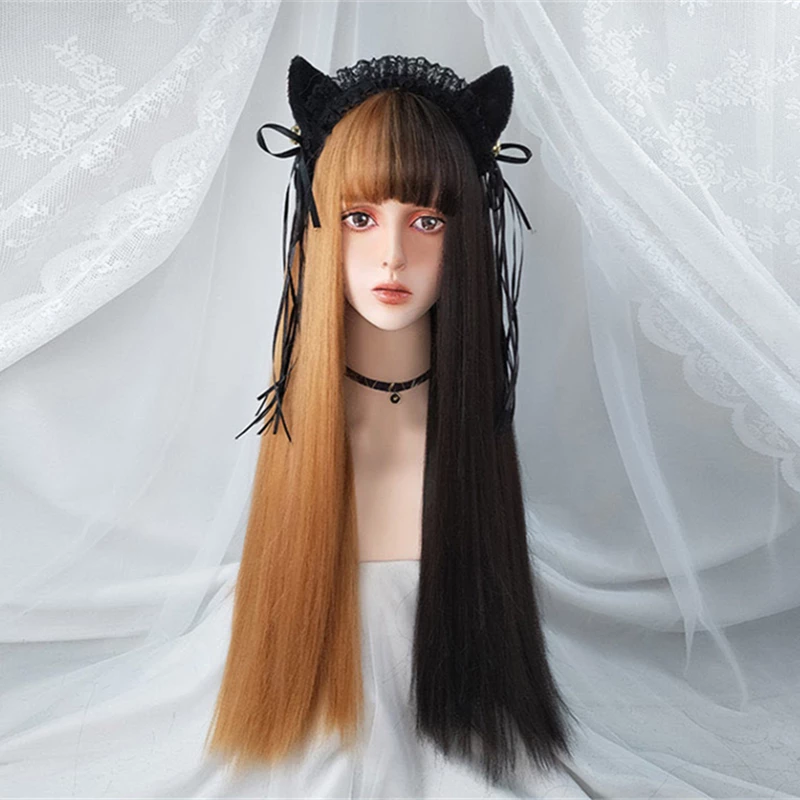 Apparel Long 24in Straight Two-Tone Hair Synthetic Womens Wig With Bangs 4 Apparel Long 24in Straight Two-Tone Hair Synthetic Womens Wig With Bangs