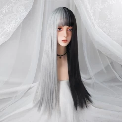 Apparel Long 24in Straight Two-Tone Hair Synthetic Womens Wig With Bangs 15 Apparel Long 24in Straight Two-Tone Hair Synthetic Womens Wig With Bangs