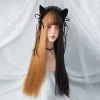 Apparel Long 24in Straight Two-Tone Hair Synthetic Womens Wig With Bangs