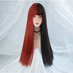 Apparel Long 24in Straight Two-Tone Hair Synthetic Womens Wig With Bangs 14 Apparel Long 24in Straight Two-Tone Hair Synthetic Womens Wig With Bangs