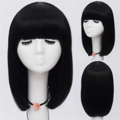 Apparel Short Straight 14in Synthetic Hair Womens Bob Wig With Bangs 34 Apparel Short Straight 14in Synthetic Hair Womens Bob Wig With Bangs