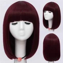 Apparel Short Straight 14in Synthetic Hair Womens Bob Wig With Bangs 30 Apparel Short Straight 14in Synthetic Hair Womens Bob Wig With Bangs
