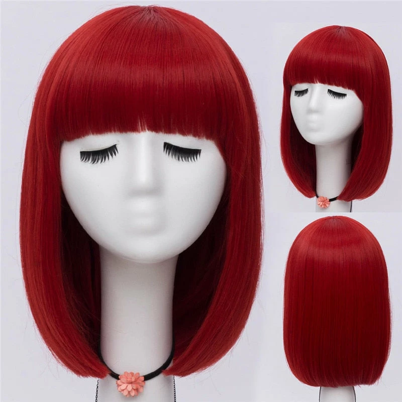 Apparel Short Straight 14in Synthetic Hair Womens Bob Wig With Bangs 12 Apparel Short Straight 14in Synthetic Hair Womens Bob Wig With Bangs