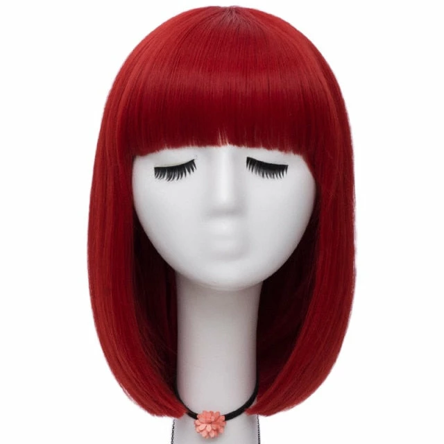 Apparel Short Straight 14in Synthetic Hair Womens Bob Wig With Bangs 21 Apparel Short Straight 14in Synthetic Hair Womens Bob Wig With Bangs