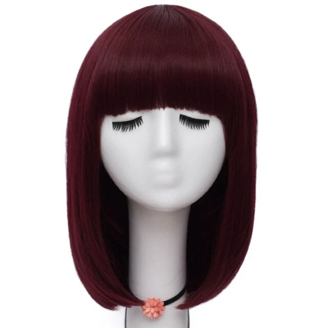 Apparel Short Straight 14in Synthetic Hair Womens Bob Wig With Bangs 19 Apparel Short Straight 14in Synthetic Hair Womens Bob Wig With Bangs