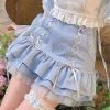 Apparel Blue Japanese Lace High-Waist Mini Women Skirt