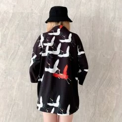 Apparel Japanese Women Kimono Koi And Cranes