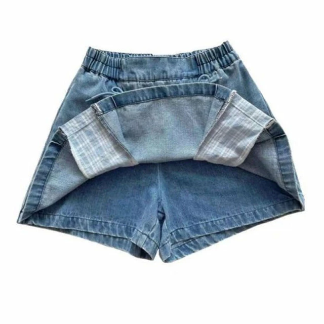 Apparel Mini Blue Denim Grey Checked Skirt 8 Apparel Mini Blue Denim Grey Checked Skirt