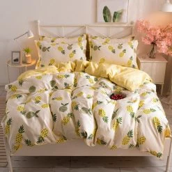 Home Decor Luxury 100% Pure Cotton Fruit Print Bedding Set