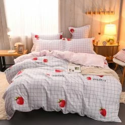 Home Decor Luxury 100% Pure Cotton Fruit Print Bedding Set