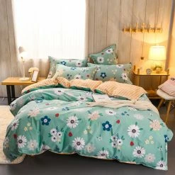Home Decor Luxury 100% Pure Cotton Flower Print Bedding Set Bedding Sets